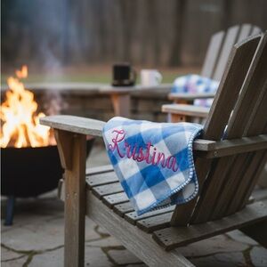 "Kristina" Blue and White Checkered Blanket